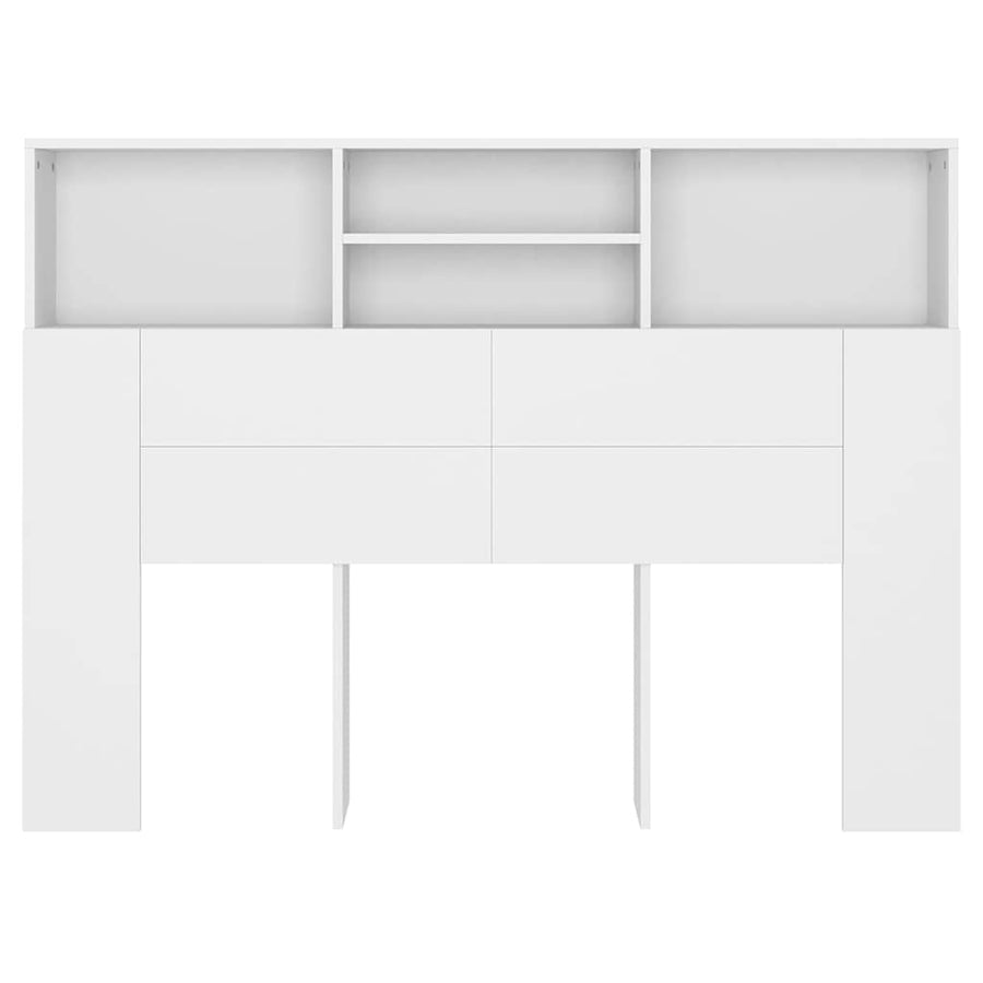Headboard Cabinet White 140x19x103.5 cm