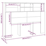 Headboard Cabinet White 140x19x103.5 cm