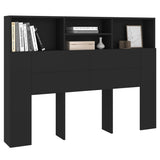 Headboard Cabinet Black 140 cm - Top-Down View