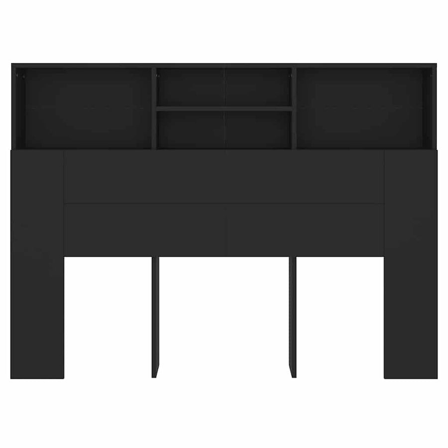 Headboard Cabinet Black 140 cm
