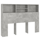 Headboard Cabinet Concrete Grey 140 cm - Front View