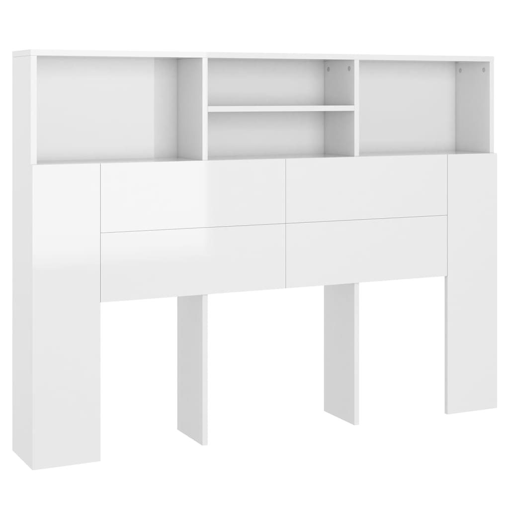 Headboard Cabinet High Gloss White 140 cm