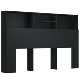 Headboard Cabinet Black 160 cm - Front View