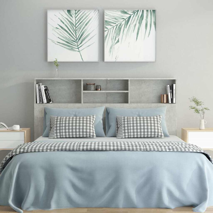 Headboard Cabinet Concrete Grey 160 cm