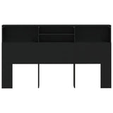 Headboard Cabinet Black 180 cm - Side View