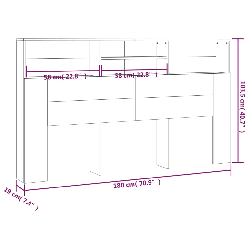 Headboard Cabinet Sonoma Oak 180 cm
