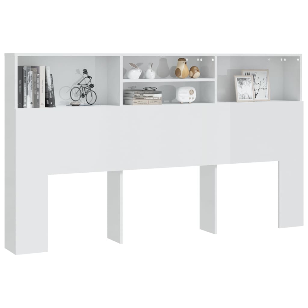 Headboard Cabinet High Gloss White 180x19x103.5 cm