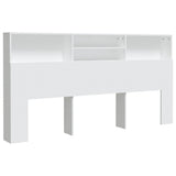 Headboard Cabinet White 200 cm - Front View