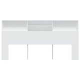 Headboard Cabinet White 200 cm - Side View
