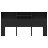 Headboard Cabinet Black 200 cm