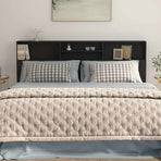 Headboard Cabinet Black 200 cm