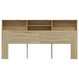 Headboard Cabinet Sonoma Oak 200 cm - Side View