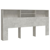 Headboard Cabinet Concrete Grey 200x19x103.5 cm - Front View
