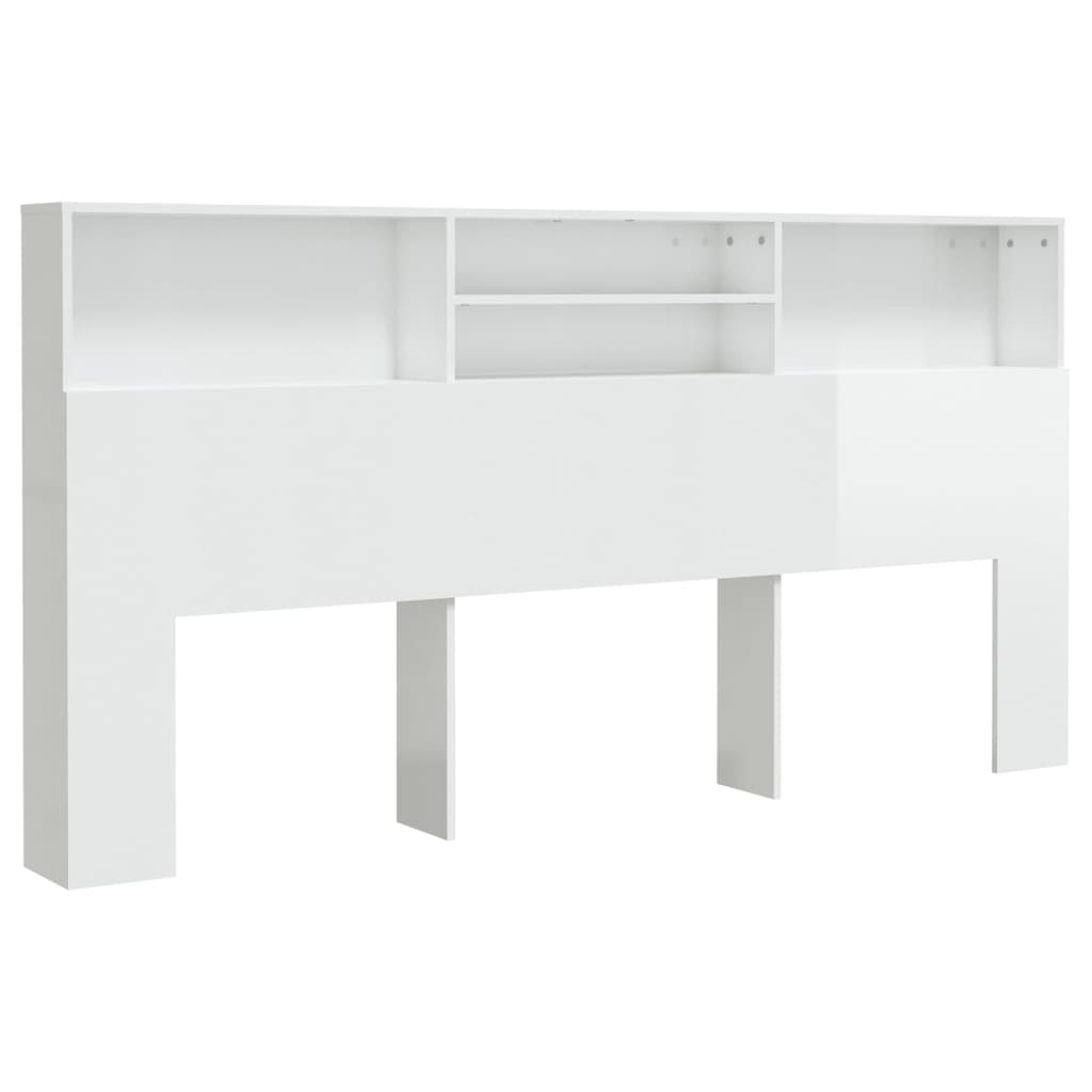 Headboard Cabinet High Gloss White 200 cm