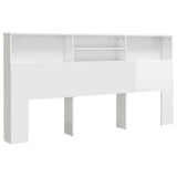 Headboard Cabinet High Gloss White 200 cm