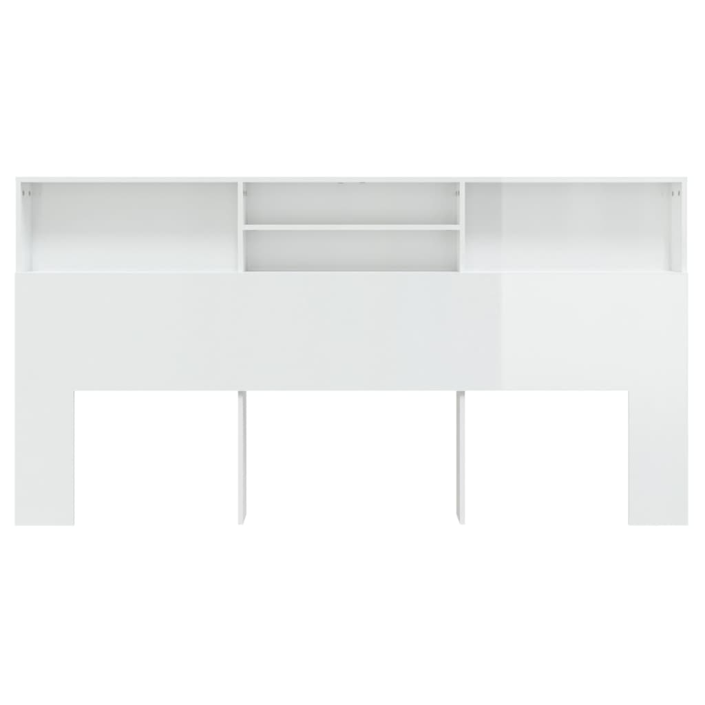 Headboard Cabinet High Gloss White 200 cm