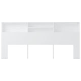 Headboard Cabinet White 220 cm - Side View