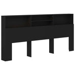 Headboard Cabinet Black 220x19x101.5 cm