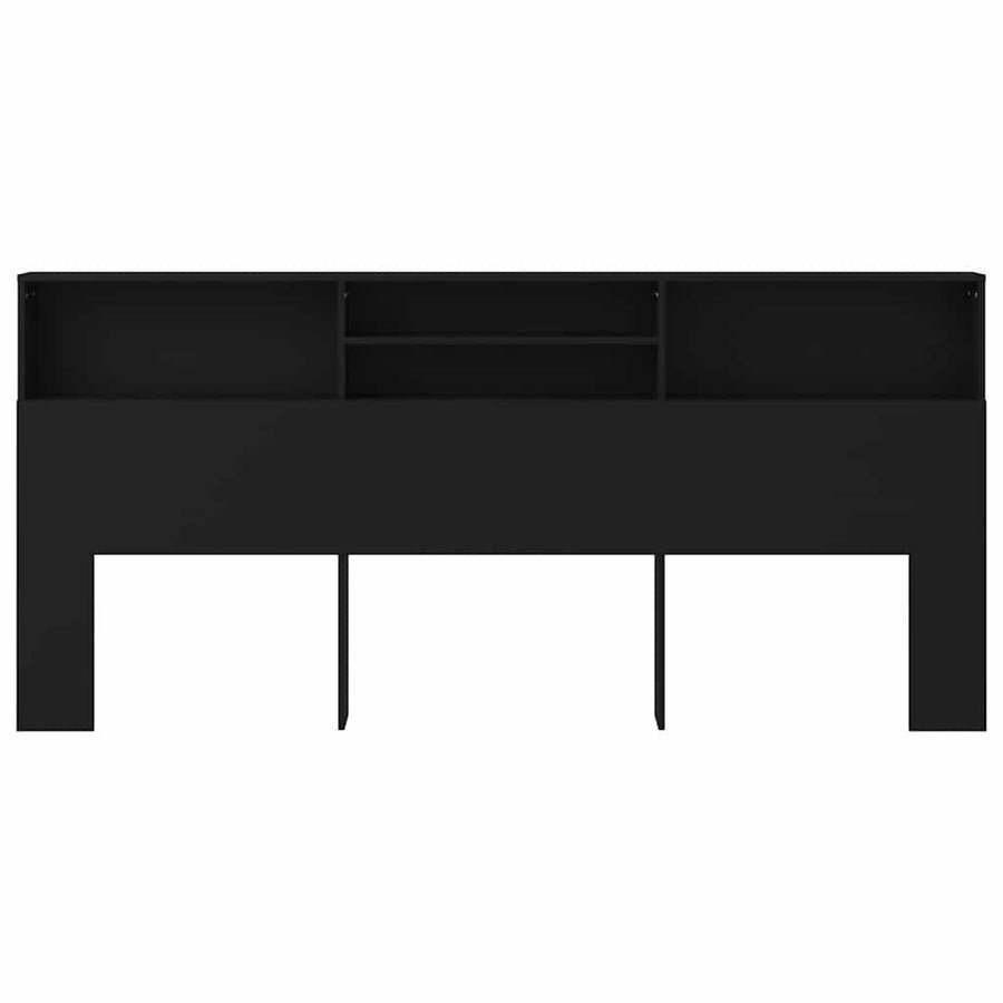 Headboard Cabinet Black 220x19x101.5 cm
