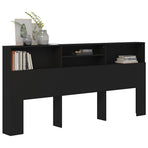 Headboard Cabinet Black 220x19x101.5 cm
