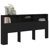 Headboard Cabinet Black 220 cm - Rear View