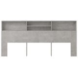 Headboard Cabinet Concrete Grey 220 cm - Side View