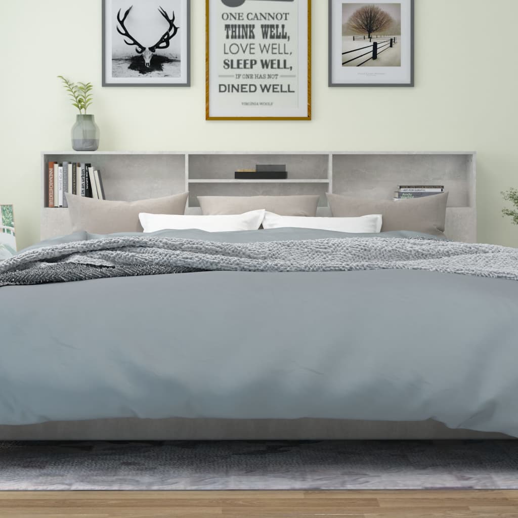 Headboard Cabinet Concrete Grey 220 cm