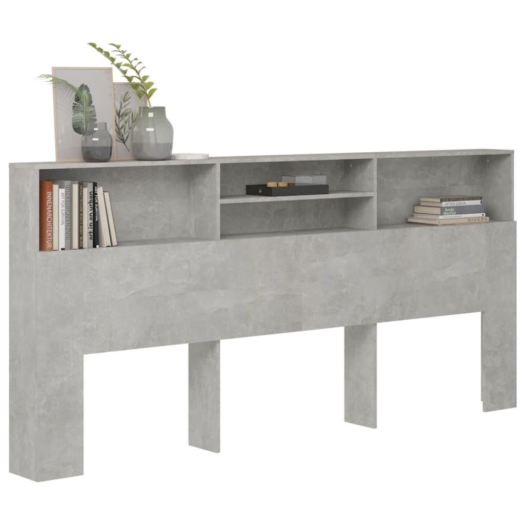 Headboard Cabinet Concrete Grey 220 cm