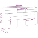 Headboard Cabinet Concrete Grey 220 cm
