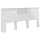 Headboard Cabinet High Gloss White 220 cm - Front View