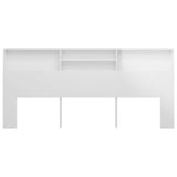 Headboard Cabinet High Gloss White 220 cm - Side View