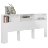 Headboard Cabinet High Gloss White 220 cm - Rear View