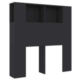 Headboard Cabinet Black 100 cm - Front View