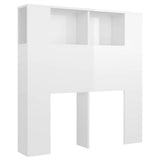 Headboard Cabinet High Gloss White 100 cm - Front View