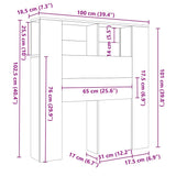Headboard Cabinet High Gloss White 100 cm - Rear View