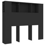 Headboard Cabinet Black 120 cm - Front View
