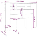Headboard Cabinet White 140 cm - Rear View