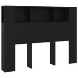 Headboard Cabinet Black 140 cm - Front View