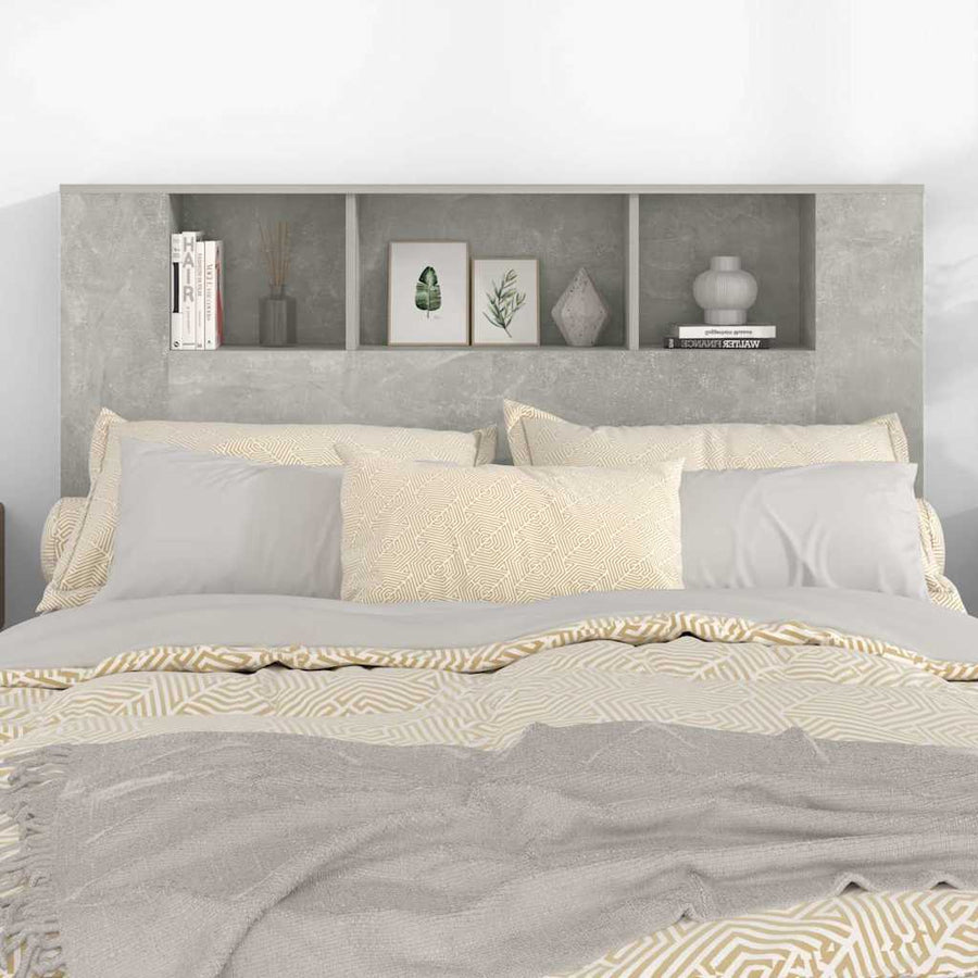 Headboard Cabinet Concrete Grey 140 cm