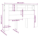 Headboard Cabinet Concrete Grey 160 cm - Rear View