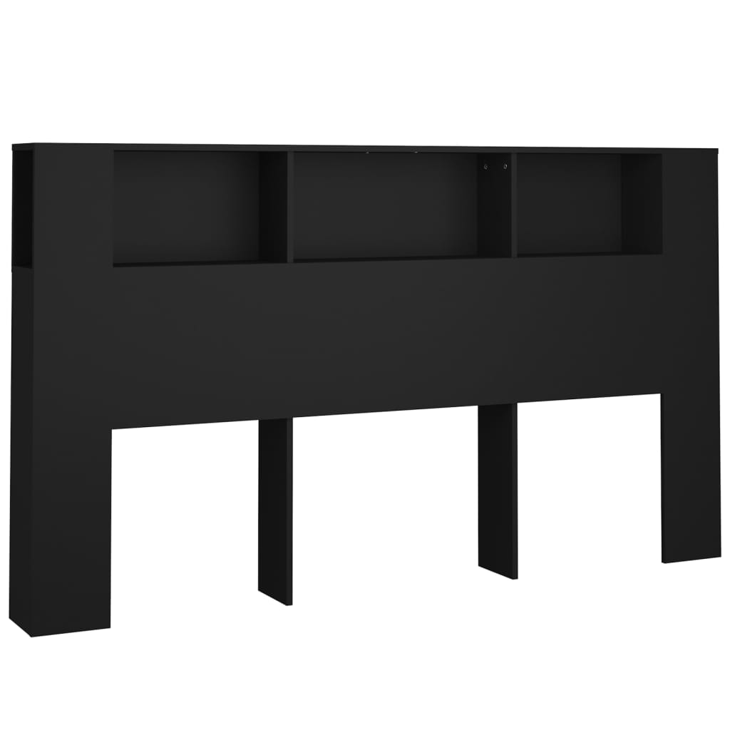 Headboard Cabinet Black 180 cm
