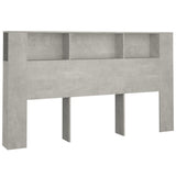 Headboard Cabinet Concrete Grey 180 cm - Front View