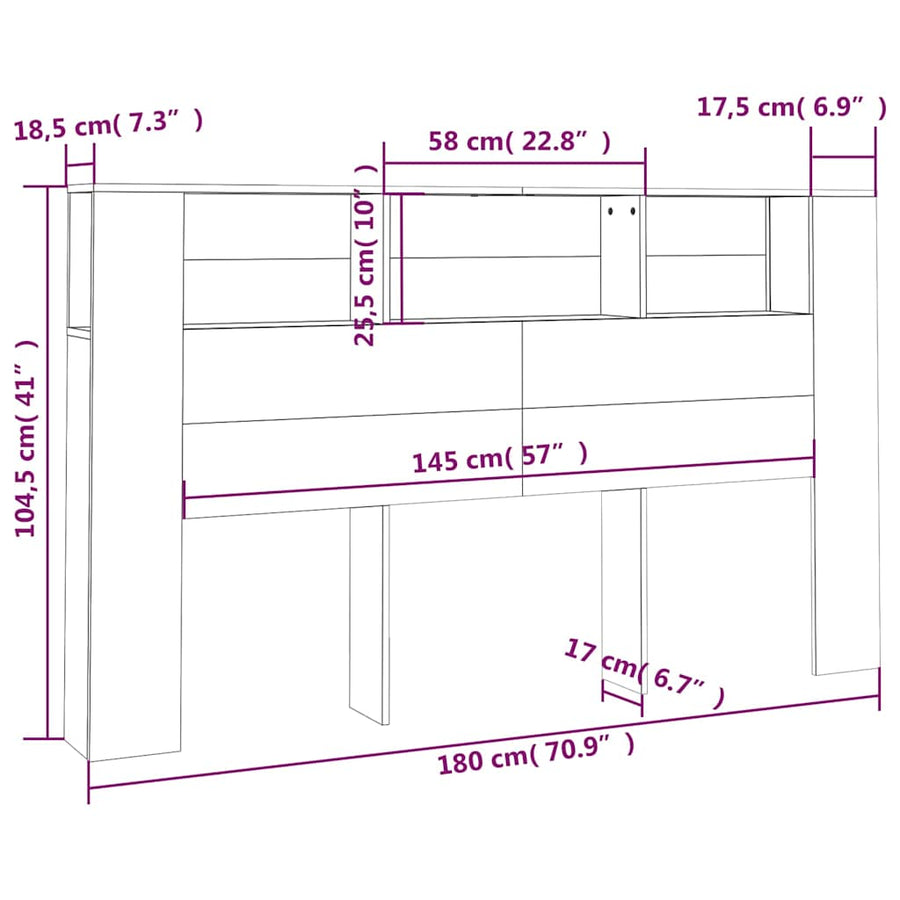 Headboard Cabinet Concrete Grey 180 cm