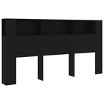 Headboard Cabinet Black 200 cm