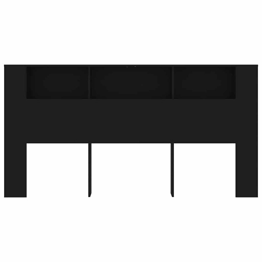 Headboard Cabinet Black 200 cm