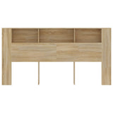 Headboard Cabinet Sonoma Oak 200x18.5x104.5 cm - Side View