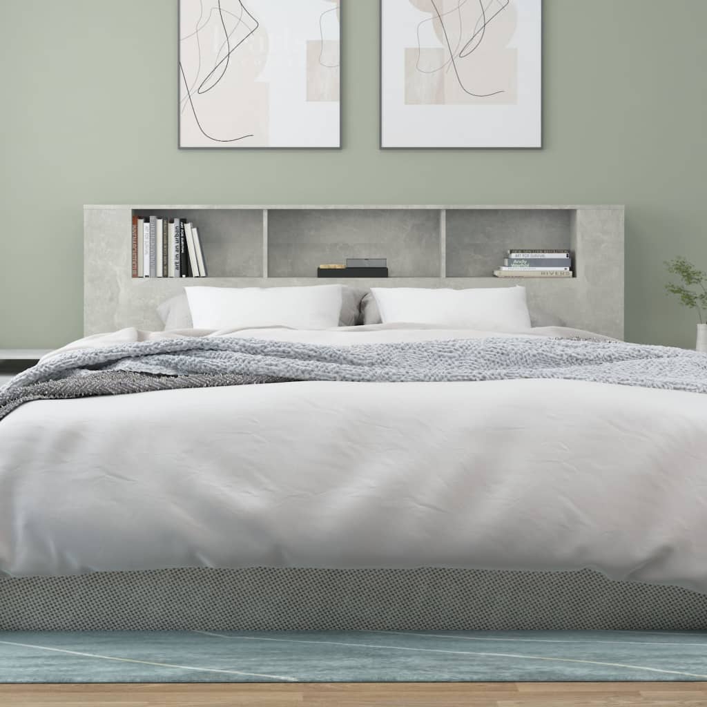 Headboard Cabinet Concrete Grey 200 cm