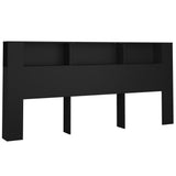 Headboard Cabinet Black 220 cm