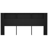 Headboard Cabinet Black 220 cm