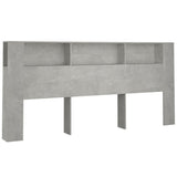 Headboard Cabinet Concrete Grey 220 cm - Front View